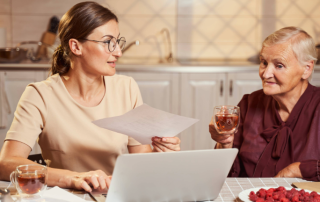 Elderly with child on computer.