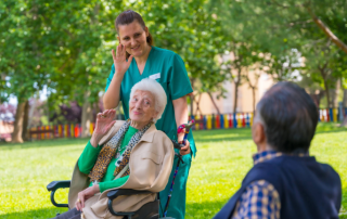 Caregiver with elder people